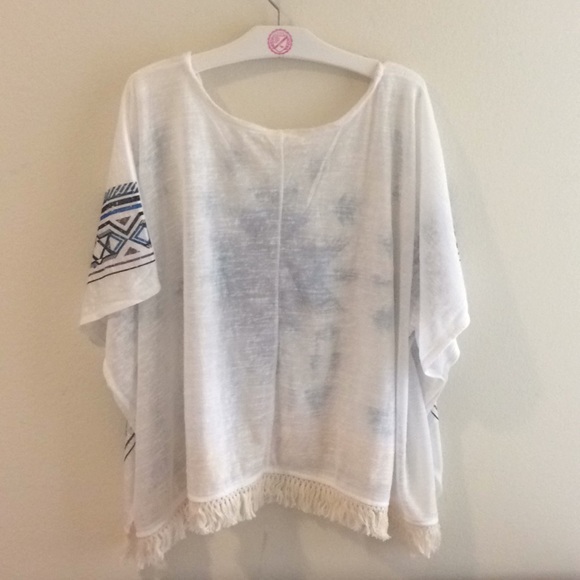 Small Tribal Poncho black, blue, white - Picture 2 of 4