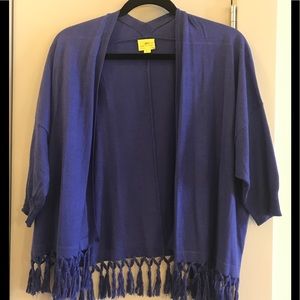 ROBERTA ROLLER RABBIT BLUE OPEN CROP SWEATER