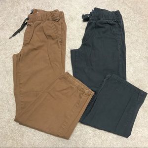 Old Navy set of two pull on pants. Tan/Charcoal. 8