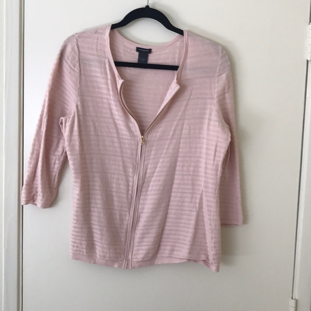 Ann Taylor Pink with gold zipper cardigan