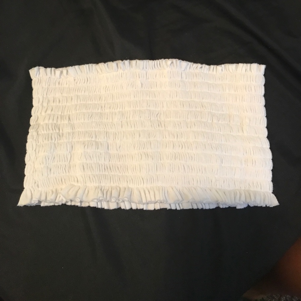 white scrunchy tube top