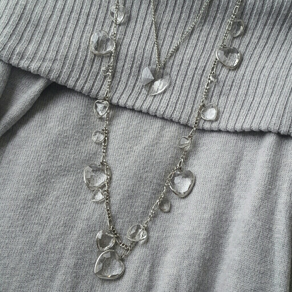 👋SALE! Crystal heats necklace silver multi charm