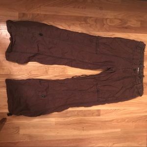 Free People Brown Linen Baggy Pants Sz 6