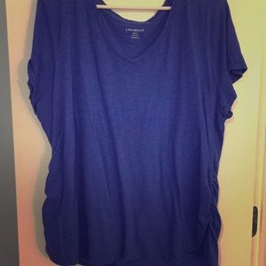Royal blue rouched on the side shirt