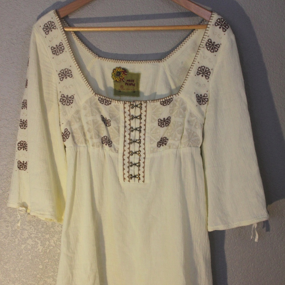 Free People Boho Babydoll Peasant Blouse