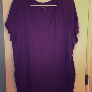 Purple shirt with rouched sides