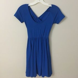 Blue Cross Back Mini Dress