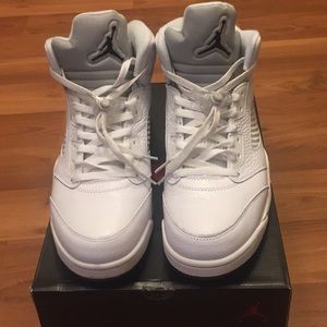 White and Silver Retro Jordan 5's