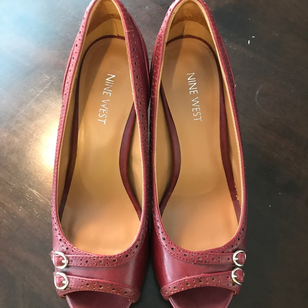 Nine West Red Leather Heels - Picture 2 of 3