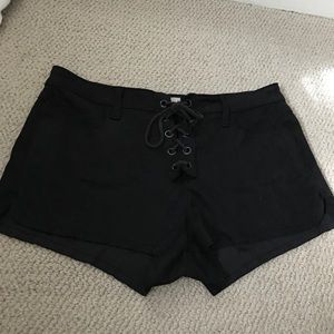 Lace up suede shorts