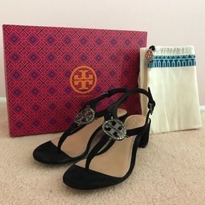 Tory Burch Violet Soho Luxe Suede Sandal Black 5.5