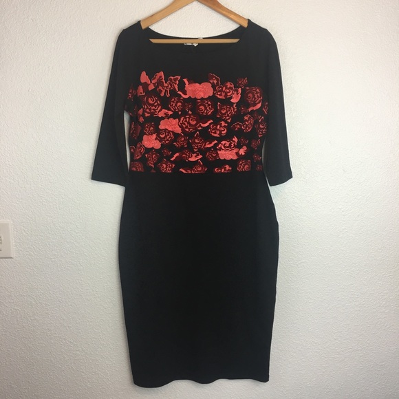 Emage Bodycon Dress Velvet Floral - Picture 2 of 7