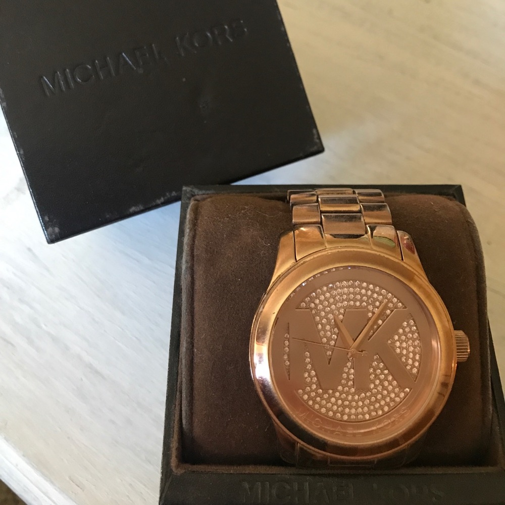 Michael Kors Rose Gold Watch with Diamond Face