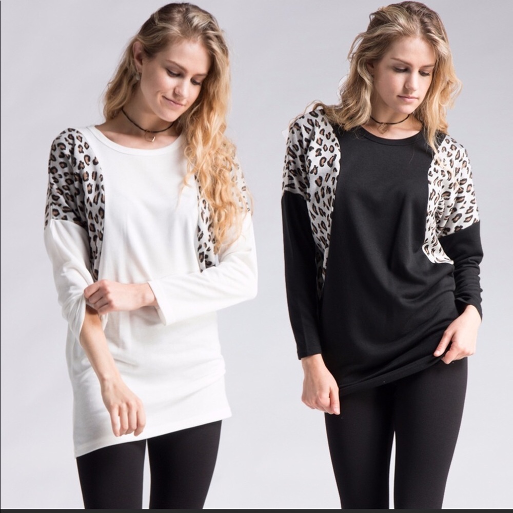 Last one!Leopard insert tunic in white