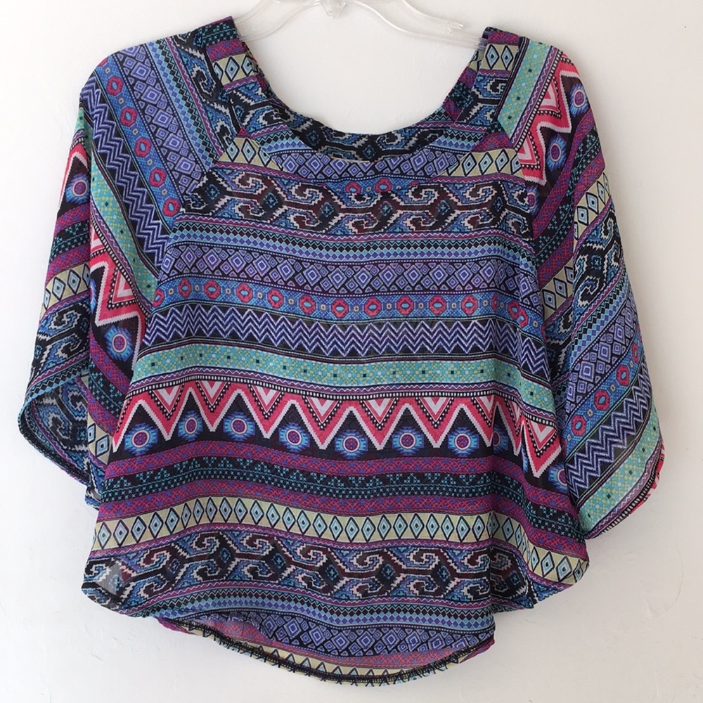Sheer Boho tribal print blouse