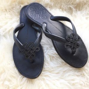 DVF Crystal black emblem sandals