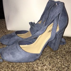 Blue tie up heels