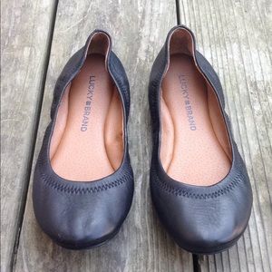 Lucky 🍀 Brand "Emmie" Leather Flats, Black Size 5