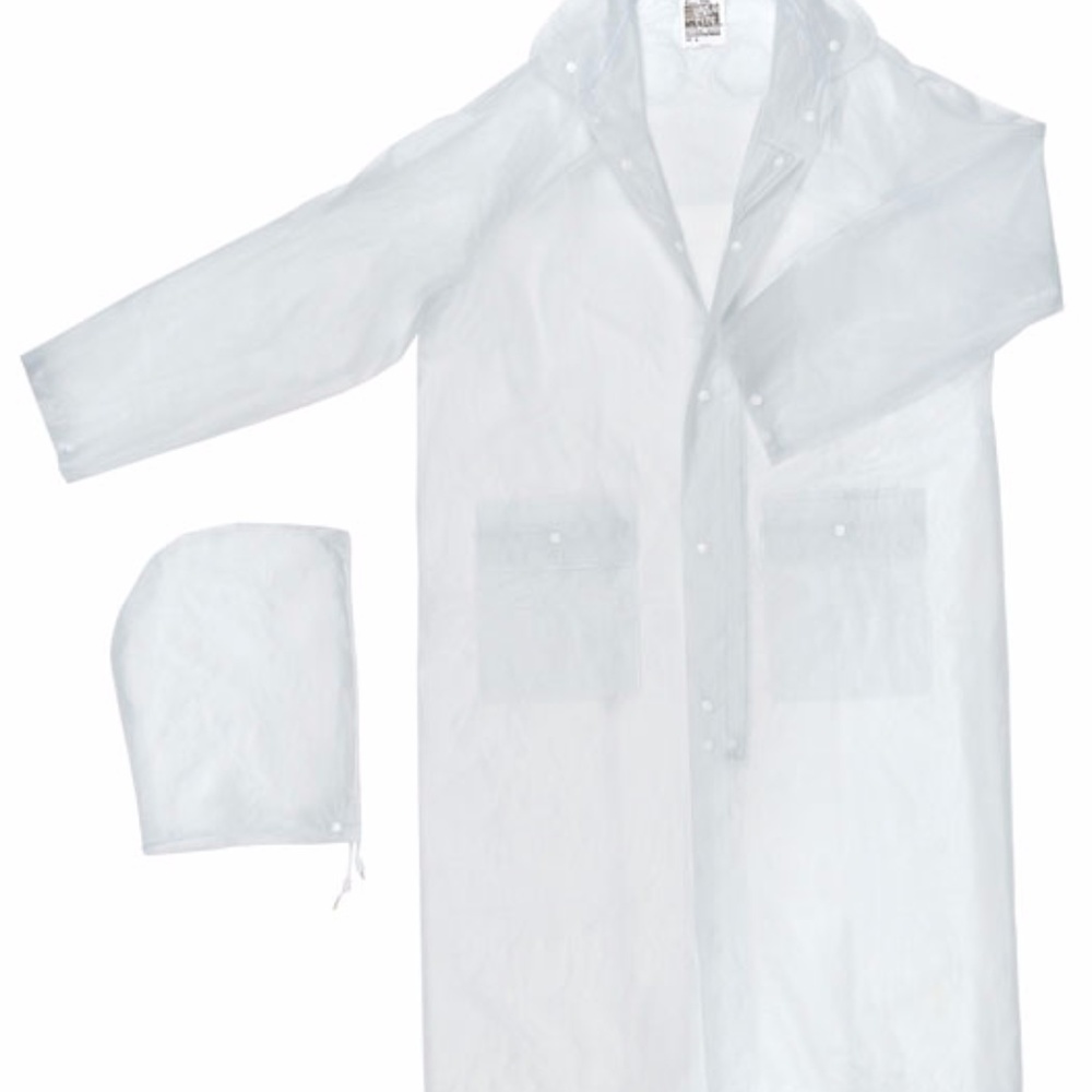 49 Inch Clear Rain Coat With Detachable Hood