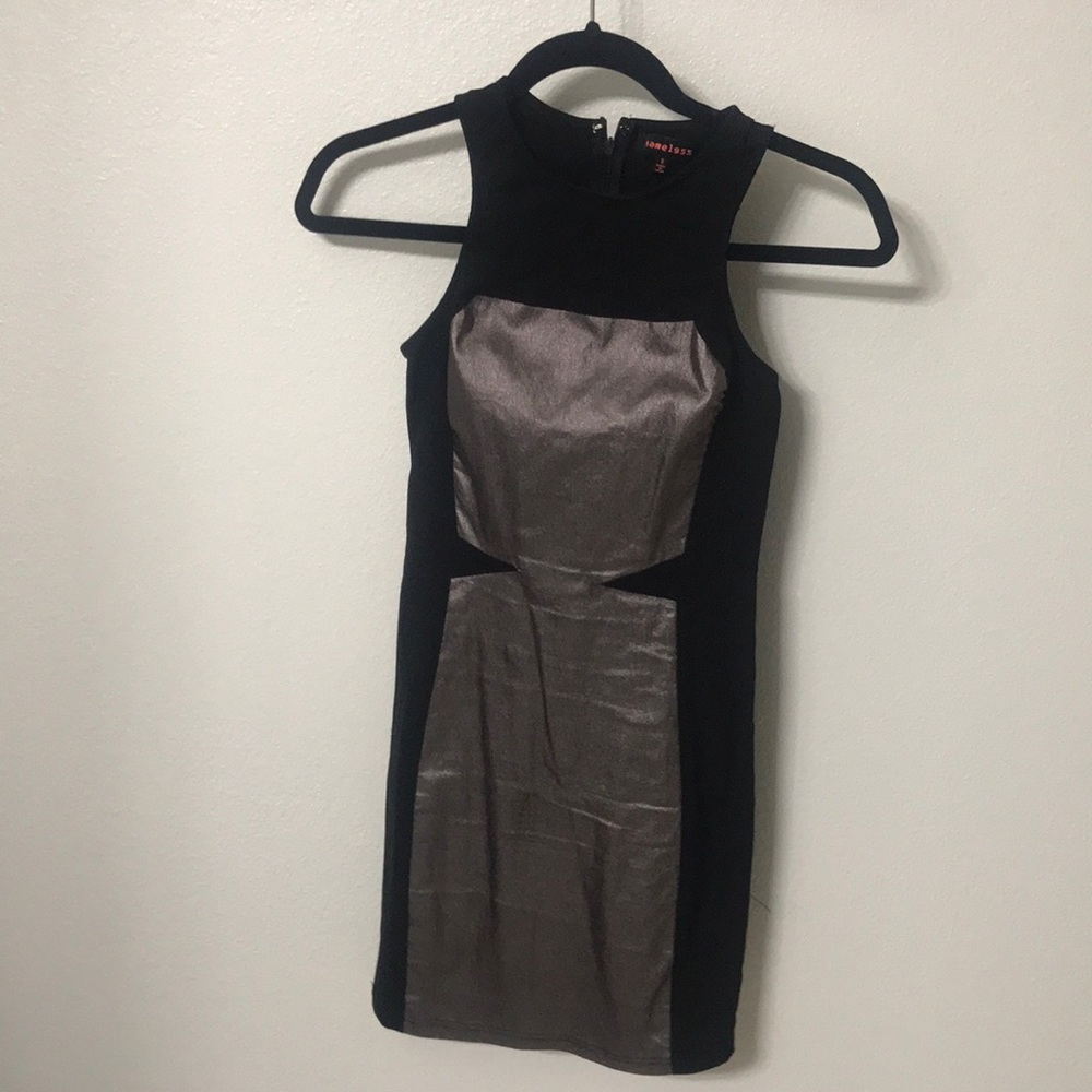 Black Silver body con club dress