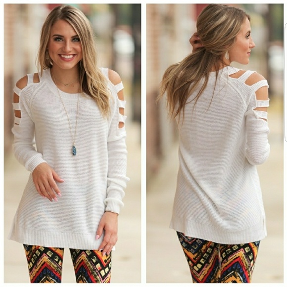 Cut Out Shoulder Sweater - Picture 2 of 2