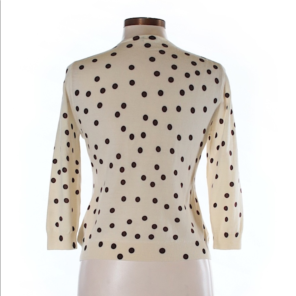 J. Crew Ivory/Brown Polka Dot Wool Cardigan- Large - Picture 2 of 2