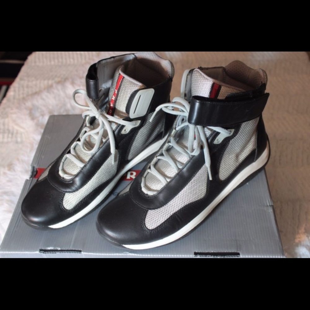 PRADA Calzature Uomo High Top Leather Sneakers