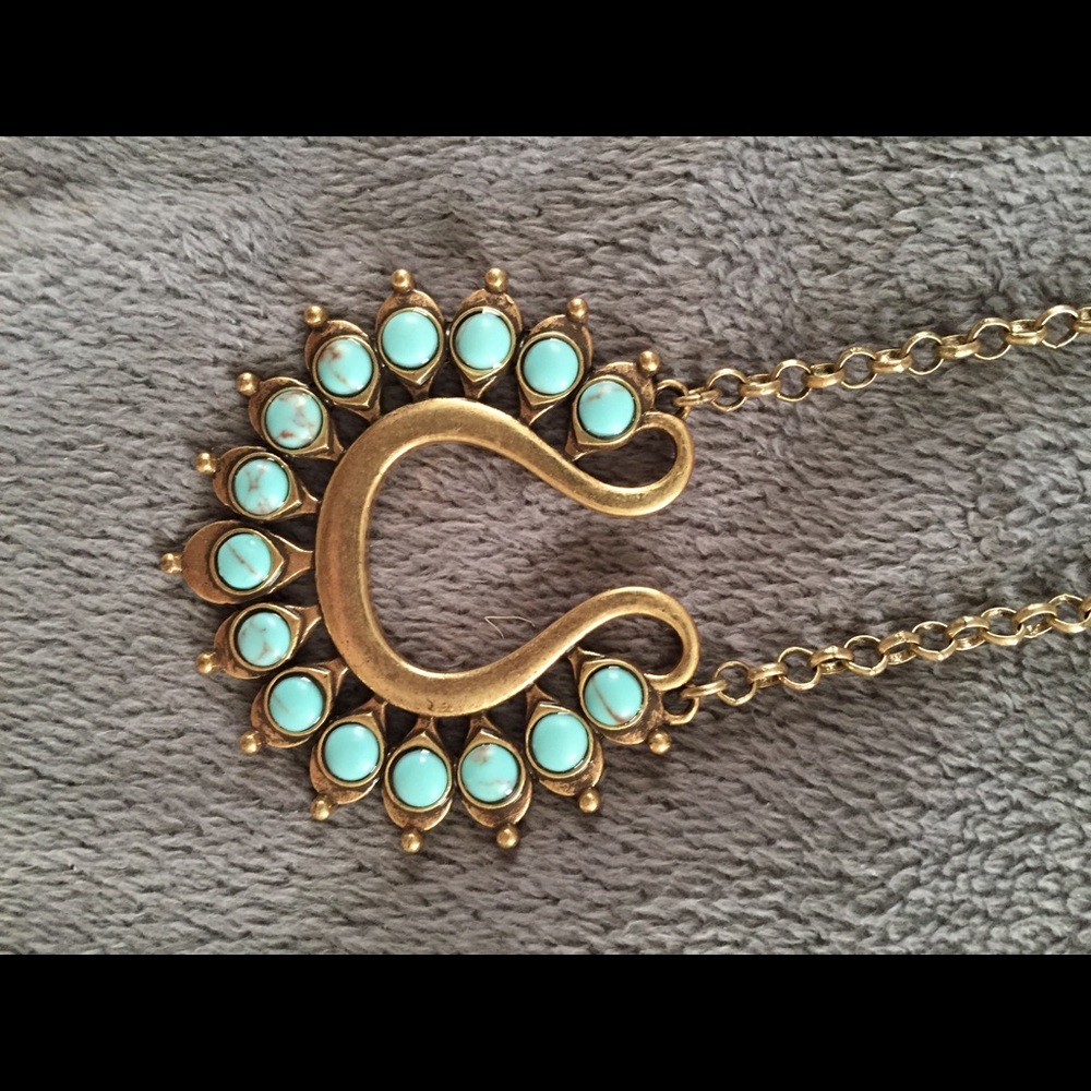 Brushed gold and turquoise necklace
