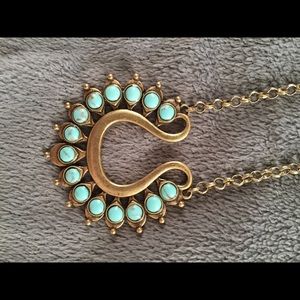 Brushed gold and turquoise necklace