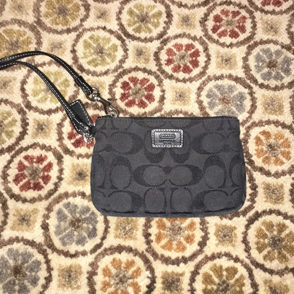 Black logo Coach wristlet