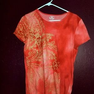 Red patterned Jones New York T-shirt