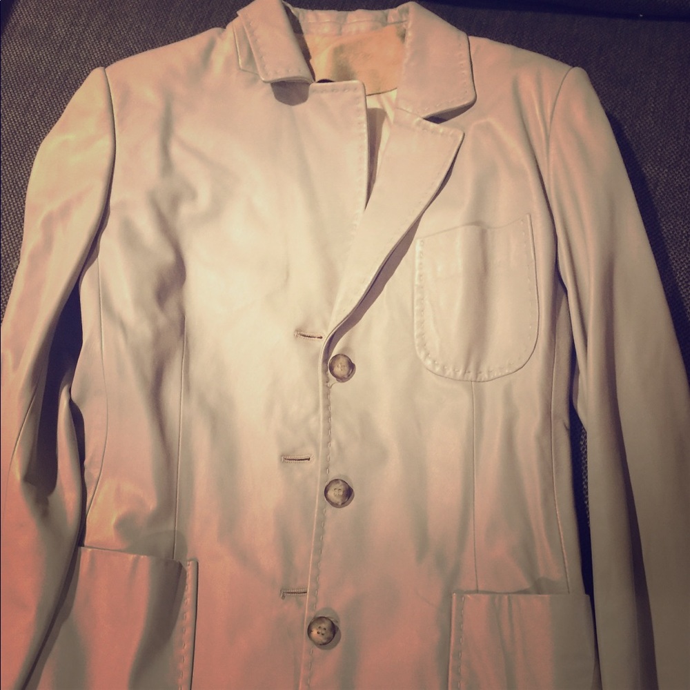 Brioni Soft Light Gray Leather Blazer