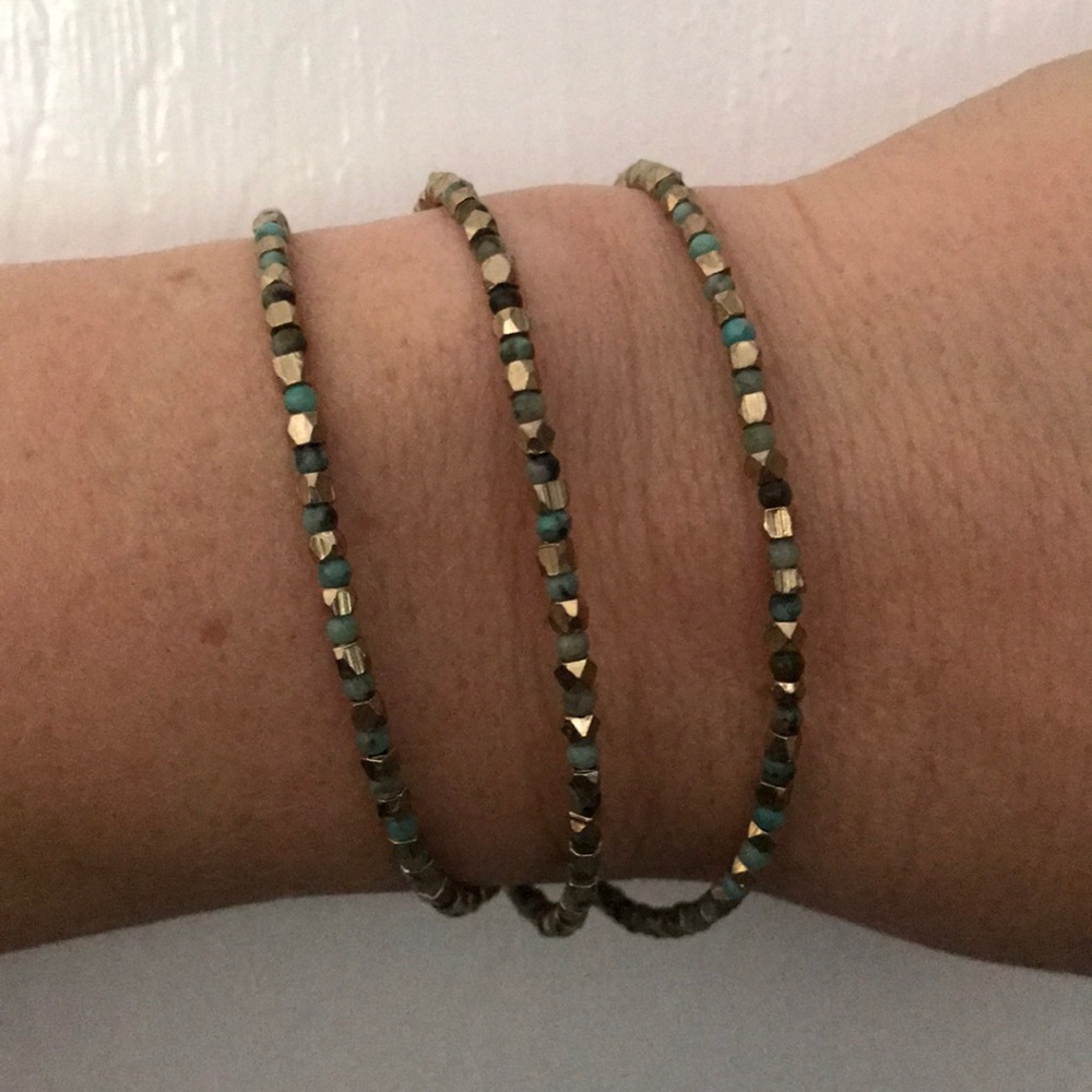 Gold and green stone bracelet