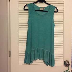 Green ruffled tunic
