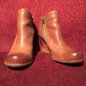 Leather wedge booties