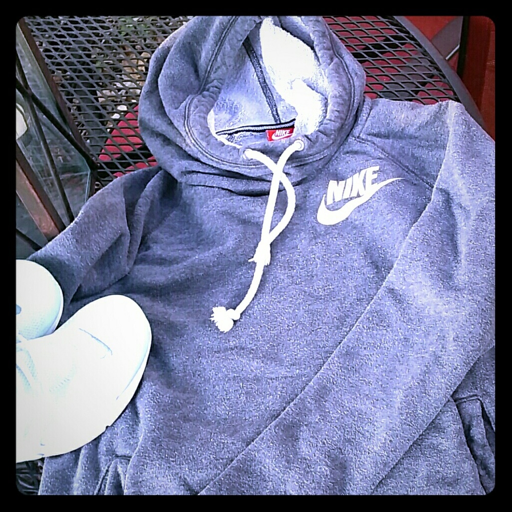 Womens Nike small funnel neck grey sweatshirt hood