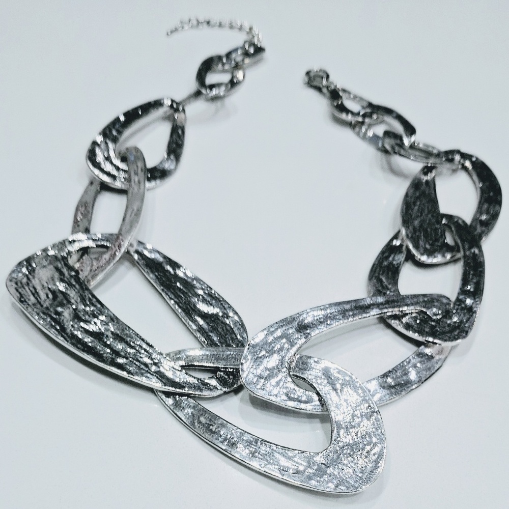 Bold Chunky Silver Metal Chain Statement Necklace