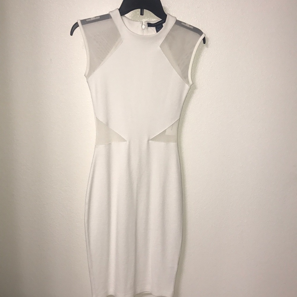 White Mesh Inserts Dress French Connection