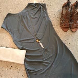 Topshop Olive Asymmetric Slinky Drape Dress 6 NWT