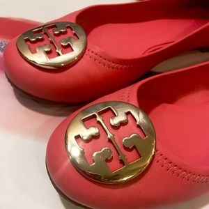 Tory Butch Reva leather flats PINK sz 8