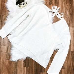 Cashmere Sweater with Slight Open Back + Tie