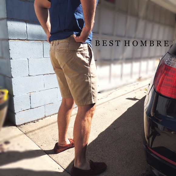 Khaki Stretch Chino Shorts - Picture 2 of 5