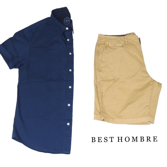 Khaki Stretch Chino Shorts - Picture 3 of 5