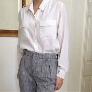 Equipment - White Silk Button-Down - Sz M
