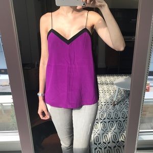 NWT Silk Tibi Tuxedo Magenta & Black Top