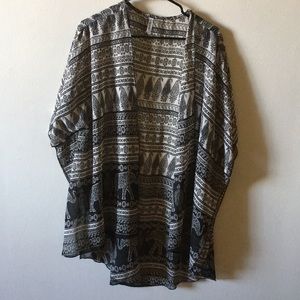 Elephant print longline kimono