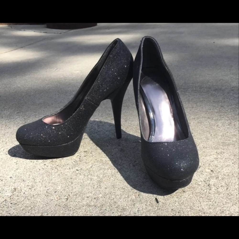 Black Glitter Heels
