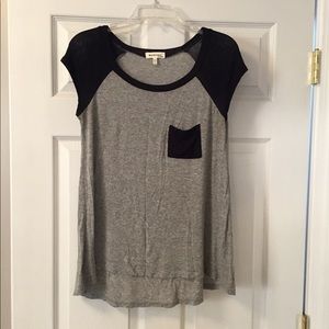 Gray and navy blue t-shirt