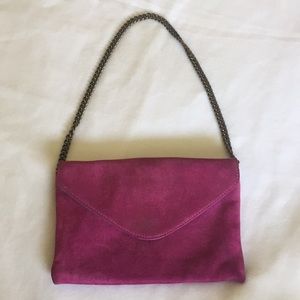 JCREW 100% LEATHER PURPLE PURSE WITH CHAIN