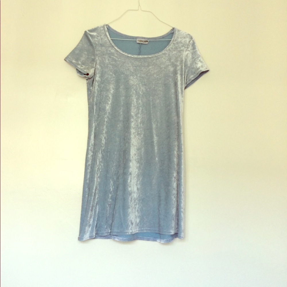 Baby blue crushed velvet dress